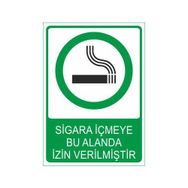 Este Uyarı Levhaları Sigara İçmeyebu Alanda İzin Verilmiştir 25x35 cm Uyarı Levhası