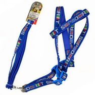 Euro Dog Mavi Beyaz 20 mm 120 cm Köpek Uzatma Tasması + Göğüs Tasması Takımı