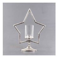Euro Flora 38x12x51 cm Dekoratif Metal Yıldız Standlı Cam Mumluk