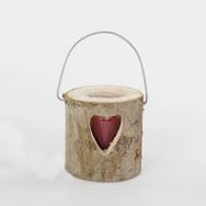 Euro Flora Kalp Desenli Kütük Mumluk 12x12cm