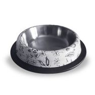 Eurodog 25 cm 750 ml Köpekler için Yaprak Desenli Çelik Mama ve Su kabı