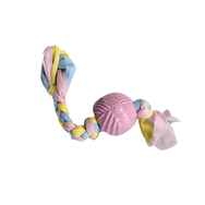 EuroDog Puppy Toys Pembe 36 cm Diş İpli Kauçuk Top Yavru Köpek Oyuncağı