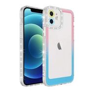 Evastore Apple iPhone 12 Simli ve Renk Geçiş Tasarımlı Lens Korumalı Park Kapak Kılıf
