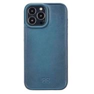 Evastore Apple iPhone 13 Pro Max Uyumlu Hull BRN4EF Mavi Deri Arka Kapak Kılıf