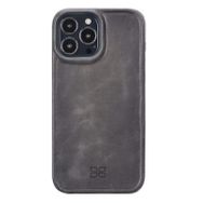 Evastore Apple iPhone 13 Pro Max Uyumlu Hull TN18EF Gri Deri Arka Kapak Kılıf