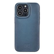 Evastore Apple iPhone 13 Pro Uyumlu Hull BRN4EF Mavi Deri Arka Kapak Kılıf