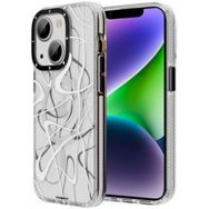 Evastore Apple iPhone 14 Plus Magsafe Şarj Özellikli Youngkit Water-Ink Serisi Beyaz Kapak Kılıf