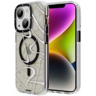 Evastore Apple iPhone 14 Plus Magsafe Şarj Özellikli Youngkit Water-Ink Serisi Siyah Kapak Kılıf