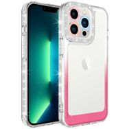 Evastore Apple iPhone 14 Pro Simli ve Renk Geçiş Tasarımlı Lens Korumalı Park Kapak Kılıf