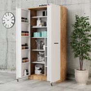 Evdemo Art Atlantik Çam Beyaz 2 Kapaklı Erzak Kiler Dolap