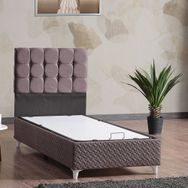Evdemo Bengü Gri 90x190 cm Tek Kişilik Baza Başlık Set