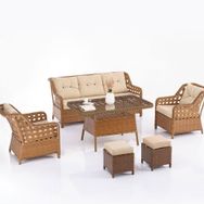 Evdemo Eren Rattan 3+1+1 Kahve Puflu Bahçe Balkon Takımı