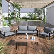 Evdemo Kobalt 2+1+1 Gri Sehpalı Bahçe Balkon Takımı