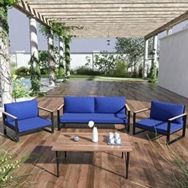 Evdemo Kobalt 2+1+1 Mavi Bahçe Balkon Mobilyası