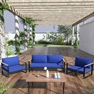 Evdemo Kobalt Mavi Sehpalı 2+1+1 Bahçe Balkon Mobilyası