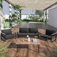 Evdemo Kobalt Siyah Sehpalı 2+1+1 Bahçe Balkon Mobilyası