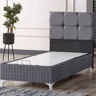 Evdemo Prestij Gri 90x190 cm Tek Kisilik Baza Başlık Set