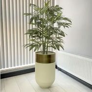 Evdeniste Dekoratif Eskitme Darbuka Beyaz 70 cm Saksı