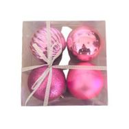 Event Party Store 4'lü Set 10 cm Pembe Plastik Yılbaşı Top Ağaç Süsü