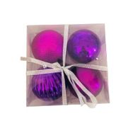 Event Party Store 4'lü Set 10 cm Plastik Mor Yılbaşı Top Ağaç Süsü