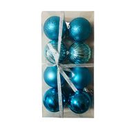 Event Party Store Açık Mavi 8 cm 8'li Plastik Yılbaşı Top Ağaç Süsü Set