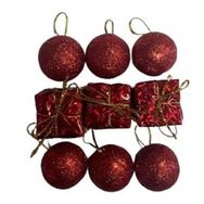 Event Party Store Kırmızı 3 cm 9'lu Yılbaşı Ağaç Süsü Top ve Hediye Paketi