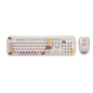 Everest KM-6284 Whisker Renkli Tuşlu Bej Kablosuz Q Klavye + Mouse Set
