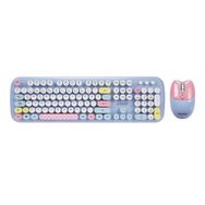 Everest KM-6284 Whisker Renkli Tuşlu Mavi Kablosuz Q Klavye + Mouse Set
