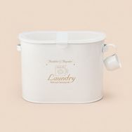 Evidea Bath 12 lt Beyaz 2 Bölmeli Plastik Kapaklı Metal Deterjan Kutusu