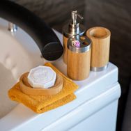 Evidea Bath Bambu Açık Kahverengi 4'lü Banyo Aksesuar Seti