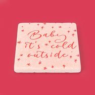 Evidea Kitchen Baby It's Cold Outside Taş Renkli 10x10 cm Bardak Altlığı