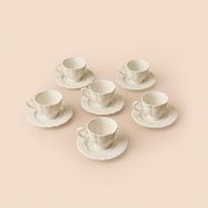 Evidea Kitchen Göreme 6'lı Beyaz / Kahverengi - 90 ml Kahve Fincan Takımı