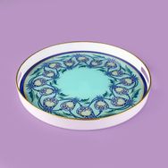 Evidea Kitchen Lale 35 cm Renkli Camlı Yuvarlak Tepsi