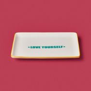 Evidea Kitchen Love Yourself Yeşil Sarı 13x18 CM Servis Tabağı
