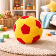 Evidea Soft Futbol Topu Figürlü Sarı Kırmızı 30x30 cm Yastık