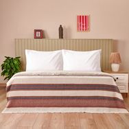 Evidea Soft Marun Ekru Kırmızı 200x230 cm Çift Kişilik Yatak Örtüsü