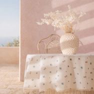 Evidea Soft Pane Dantelli Ekru 150x150 cm Yuvarlak Masa Örtüsü