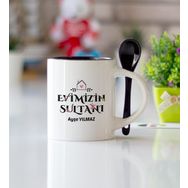 Evimizin Sultanı Siyah Kaşıklı Kupa Bardak