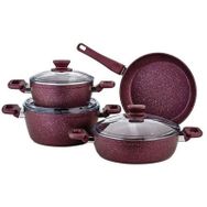 EvimSaray 8696060162707 Granit 7 Parça Defne Mor Tencere Seti