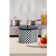 Evle EF145-G8 Checkers Black Desenli Yuvarlak Metal Saklama Kabı