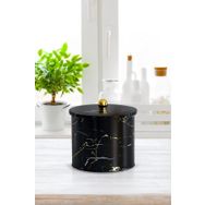 Evle EF146-50 Marble Black Desenli Yuvarlak Metal Saklama Kabı