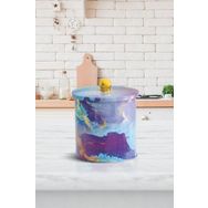Evle EF146-F0 Liquid Purple Desenli Yuvarlak Metal Saklama Kabı