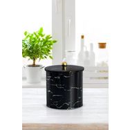 Evle EF147-50 Marble Black Desenli Yuvarlak Metal Saklama Kabı