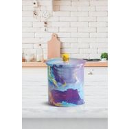 Evle EF147-F0 Liquid Purple Desenli Yuvarlak Metal Saklama Kabı