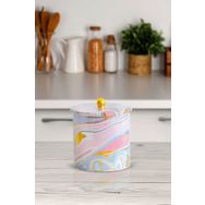 Evle EF147-I0 Liquid Pink Desenli Yuvarlak Metal Saklama Kabı