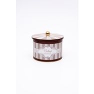 Evle ER145-8B Elegance Burgundy Desenli Yuvarlak Metal Saklama Kabı