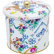 Evle ER146-4I Kint Sugi File Desenli Yuvarlak Metal 17.5x15.5 cm Saklama Kabı