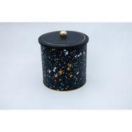Evle ER147-1H Terrazzo Black Desenli Yuvarlak Metal Saklama Kabı