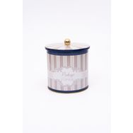 Evle ER147-5B Elegance Blue Desenli Yuvarlak Metal Saklama Kabı