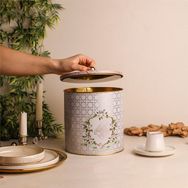Evle ER147-U7 Rosy Desenli Yuvarlak Metal Saklama Kabı